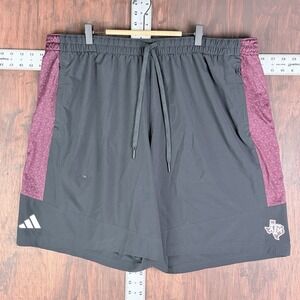 Texas A&M Adidas Woven Shorts Aeroready Zip Pockets Drawstring BlackMen 3XL NCAA